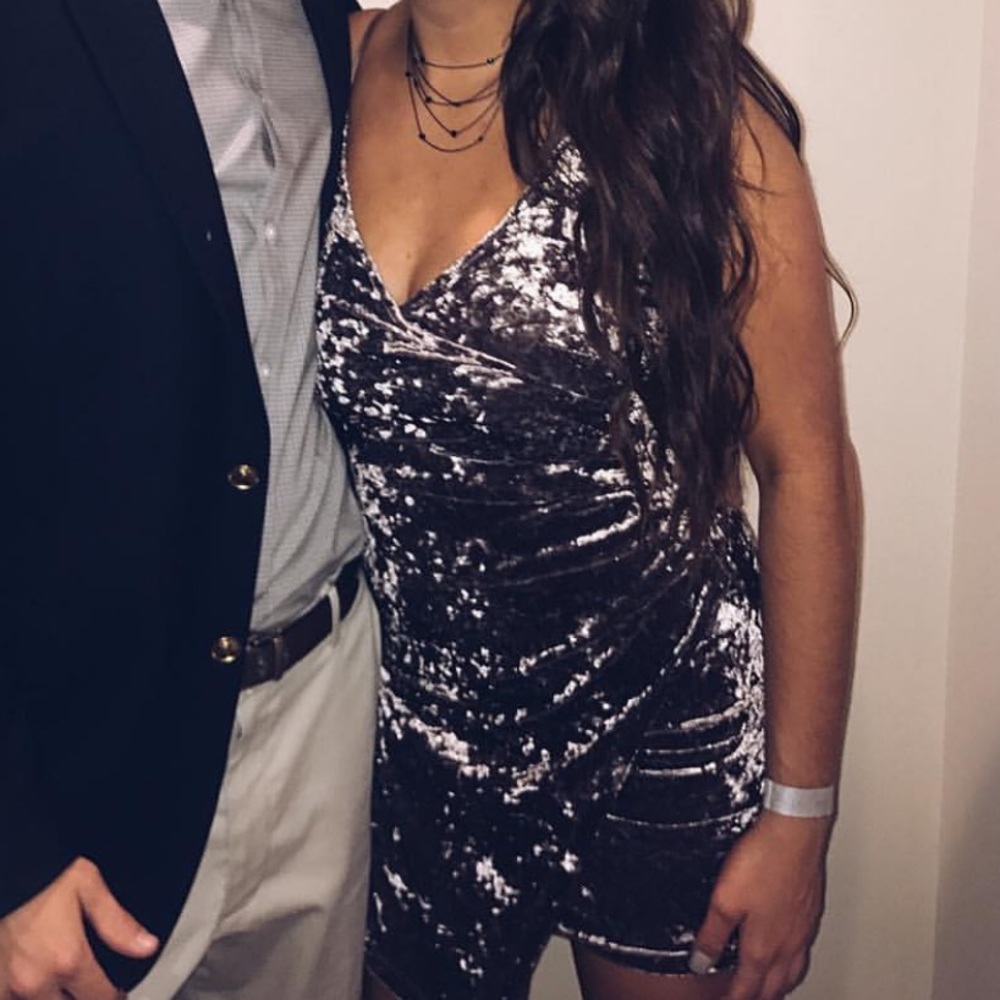 Grey Velvet Dress
